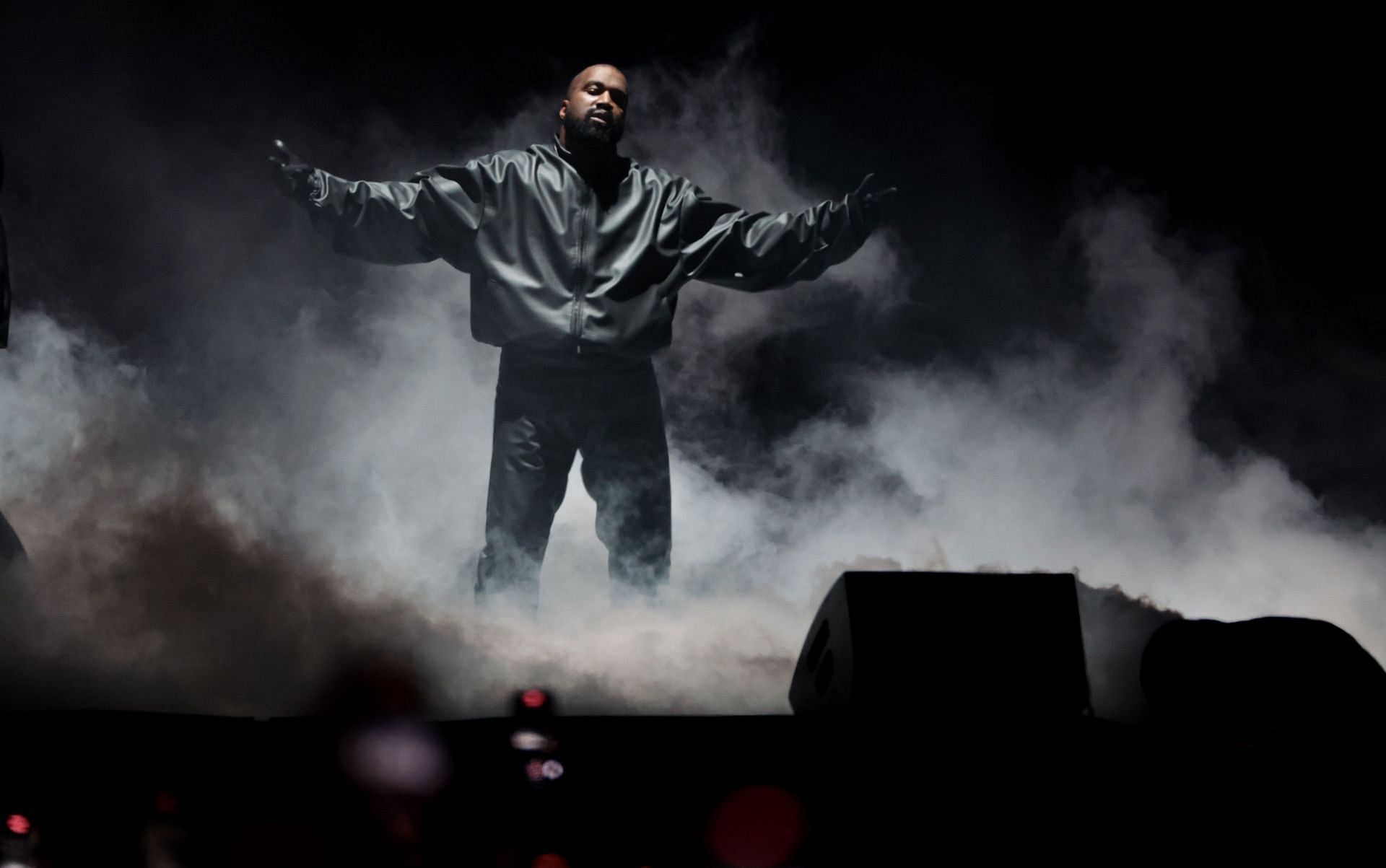 Rapper Kanye West performs onstage during the "Vultures 1" playback concert during Rolling Loud 2024 - (Image via Getty)
